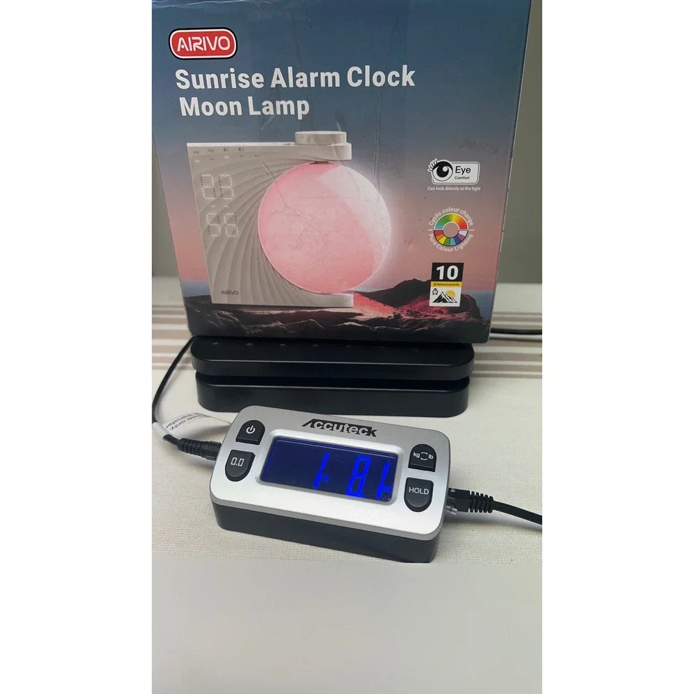 AIRIVO Sunrise Alarm Clock Moon Lamp Wood Grain Sound Machine New